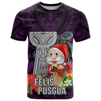Custom Guam Christmas T Shirt Santa Gift Latte Stone and Sea Turle Mix Hibiscus Chamorro Pink Style LT03 Pink - Polynesian Pride