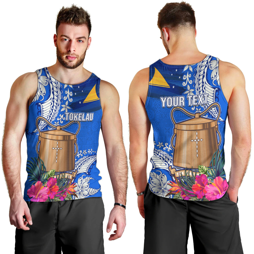 Tokelau Waitangi Men Tank Top Tropical Flower Tapa Pattern LT03 - Polynesian Pride