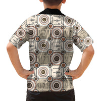 Tukenny Pattern Fijian War Clubs Family Matching Off Shoulder Long Sleeve Dress and Hawaiian Shirt LT03 - Polynesian Pride