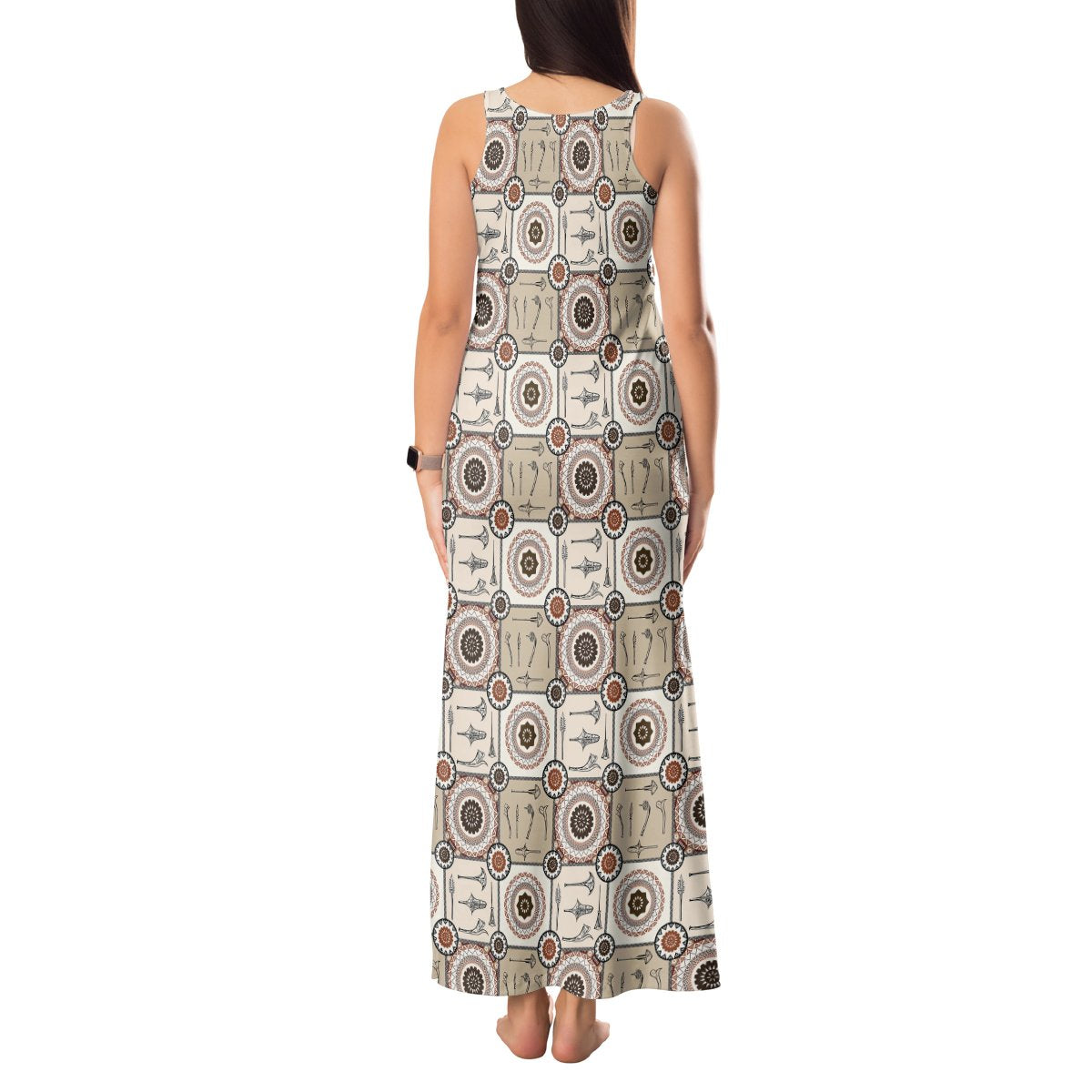 Tukenny Pattern Fijian War Clubs Tank Maxi Dress LT03 - Polynesian Pride