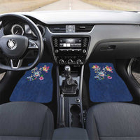 Hawaiian Turtles and Tropical Plants Car Mats Blue Watercolor