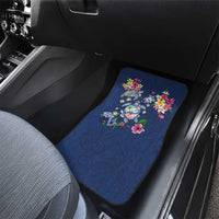 Hawaiian Turtles and Tropical Plants Car Mats Blue Watercolor