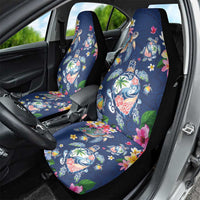Hawaiian Turtles and Tropical Plants Car Seat Cover Blue Watercolor