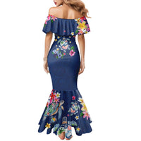 Hawaiian Turtles and Tropical Plants Mermaid Dress Blue Watercolor LT03 - Polynesian Pride