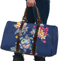 Hawaiian Turtles and Tropical Plants Travel Bag Blue Watercolor LT03 - Polynesian Pride