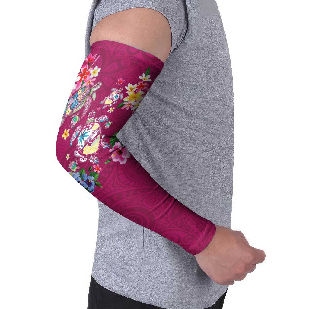 Hawaiian Turtles and Tropical Plants Arm Sleeves Pink Watercolor LT03 - Polynesian Pride