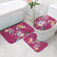 Hawaiian Turtles and Tropical Plants Bathroom Set Pink Watercolor