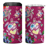 Hawaiian Turtles and Tropical Plants 4 in 1 Can Cooler Tumbler Pink Watercolor LT03 One Size: 16 oz Pink - Polynesian Pride