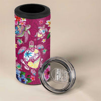Hawaiian Turtles and Tropical Plants 4 in 1 Can Cooler Tumbler Pink Watercolor LT03 - Polynesian Pride