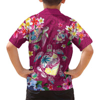Hawaiian Turtles and Tropical Plants Family Matching Mermaid Dress and Hawaiian Shirt Pink Watercolor LT03 - Polynesian Pride