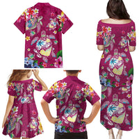 Hawaiian Turtles and Tropical Plants Family Matching Puletasi and Hawaiian Shirt Pink Watercolor LT03 - Polynesian Pride