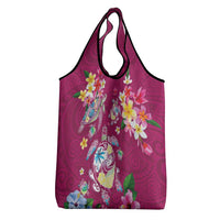 Hawaiian Turtles and Tropical Plants Grocery Bag Pink Watercolor LT03 - Polynesian Pride