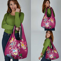 Hawaiian Turtles and Tropical Plants Grocery Bag Pink Watercolor LT03 - Polynesian Pride