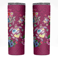 Hawaiian Turtles and Tropical Plants Skinny Tumbler Pink Watercolor LT03 Pink - Polynesian Pride