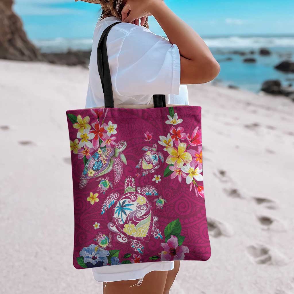 Hawaiian Turtles and Tropical Plants Tote Bag Pink Watercolor LT03 - Polynesian Pride