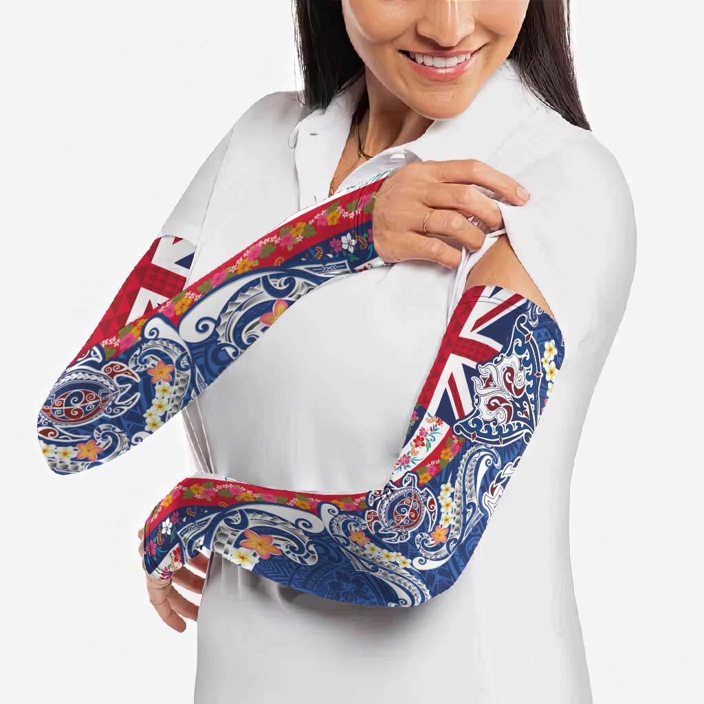 Hawaiian Manta Ray and Turtle Tribal Tattoo Arm Sleeves With Hawaii Flag and Flowers LT03 - Polynesian Pride