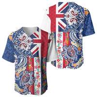 Hawaiian Manta Ray and Turtle Tribal Tattoo Baseball Jersey With Hawaii Flag and Flowers