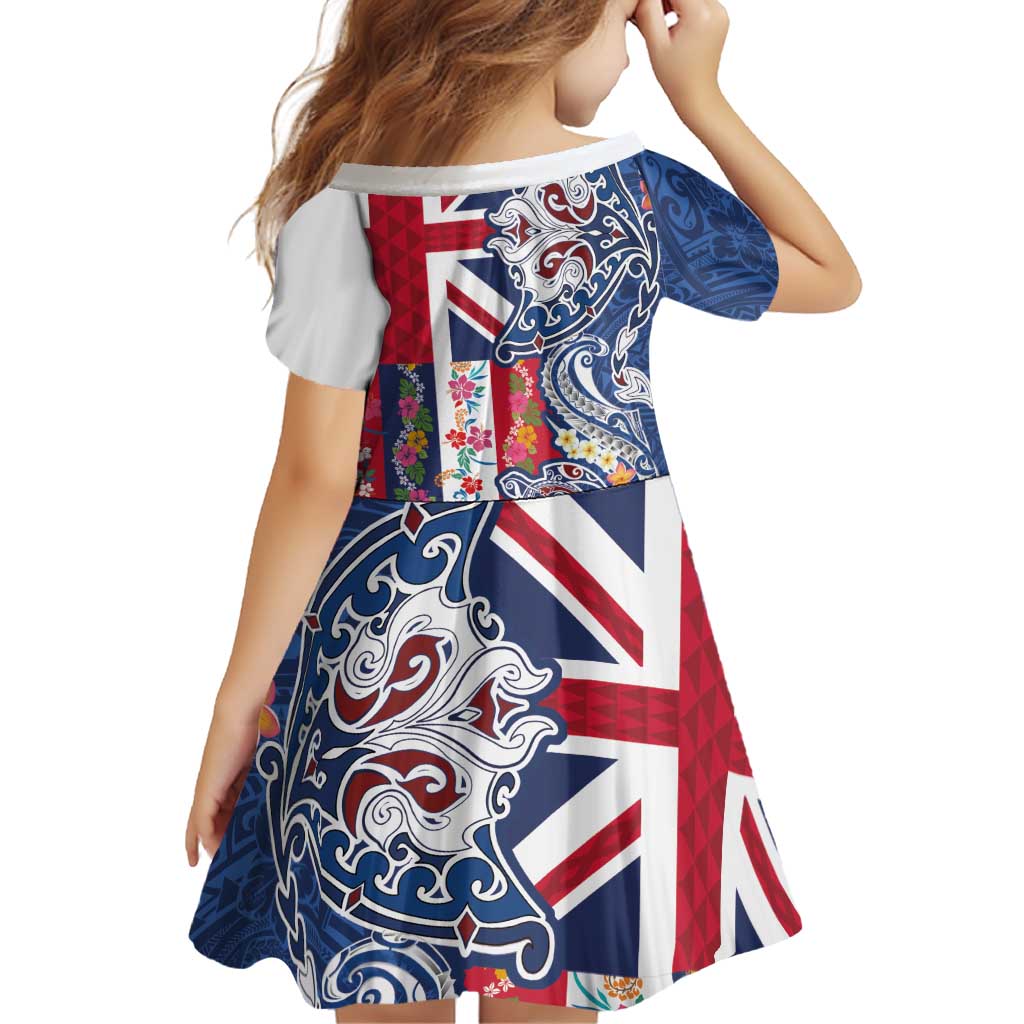 Hawaiian Manta Ray and Turtle Tribal Tattoo Family Matching Mermaid Dress and Hawaiian Shirt With Hawaii Flag and Flowers LT03 - Polynesian Pride