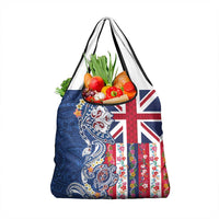 Hawaiian Manta Ray and Turtle Tribal Tattoo Grocery Bag With Hawaii Flag and Flowers LT03 1-pack One Size Multicolor - Polynesian Pride