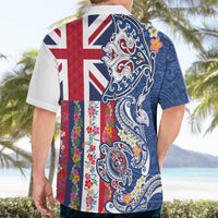 Hawaiian Manta Ray and Turtle Tribal Tattoo Hawaiian Shirt With Hawaii Flag and Flowers LT03 - Polynesian Pride