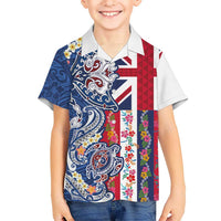 Hawaiian Manta Ray and Turtle Tribal Tattoo Hawaiian Shirt With Hawaii Flag and Flowers LT03 - Polynesian Pride