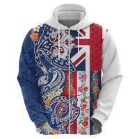 Hawaiian Manta Ray and Turtle Tribal Tattoo Hoodie With Hawaii Flag and Flowers LT03 - Polynesian Pride
