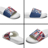 Hawaiian Manta Ray and Turtle Tribal Tattoo Slide Sandals With Hawaii Flag and Flowers LT03 - Polynesian Pride