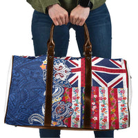 Hawaiian Manta Ray and Turtle Tribal Tattoo Travel Bag With Hawaii Flag and Flowers LT03 Multicolor - Polynesian Pride