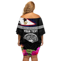 Personalized American Samoa Flag Day Family Matching Off Shoulder Short Dress and Hawaiian Shirt Tanoa and Fue mix Hibiscus Flower Polynesian Pattern LT03 - Polynesian Pride