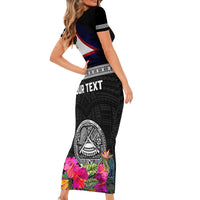 Personalized American Samoa Flag Day Family Matching Short Sleeve Bodycon Dress and Hawaiian Shirt Tanoa and Fue mix Hibiscus Flower Polynesian Pattern LT03 - Polynesian Pride