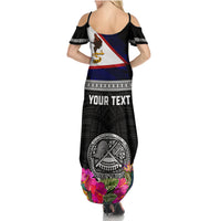 Personalized American Samoa Flag Day Family Matching Summer Maxi Dress and Hawaiian Shirt Tanoa and Fue mix Hibiscus Flower Polynesian Pattern LT03 - Polynesian Pride