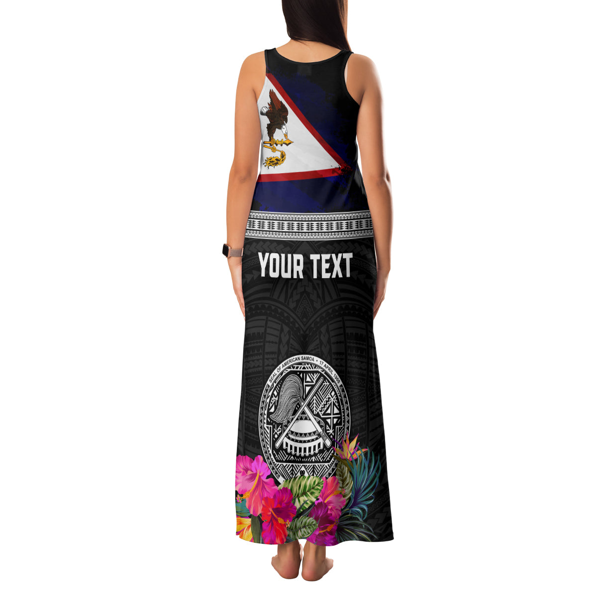 Personalized American Samoa Flag Day Family Matching Tank Maxi Dress and Hawaiian Shirt Tanoa and Fue mix Hibiscus Flower Polynesian Pattern LT03 - Polynesian Pride