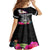 Personalized American Samoa Flag Day Kid Short Sleeve Dress Tanoa and Fue mix Hibiscus Flower Polynesian Pattern