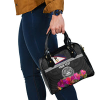 Personalized American Samoa Flag Day Shoulder Handbag Tanoa and Fue mix Hibiscus Flower Polynesian Pattern
