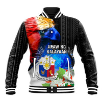 Philippines Independence Day Baseball Jacket Philippines Eagle and Sampaguita Jasmine Yakan Tribal LT03 Unisex Black - Polynesian Pride
