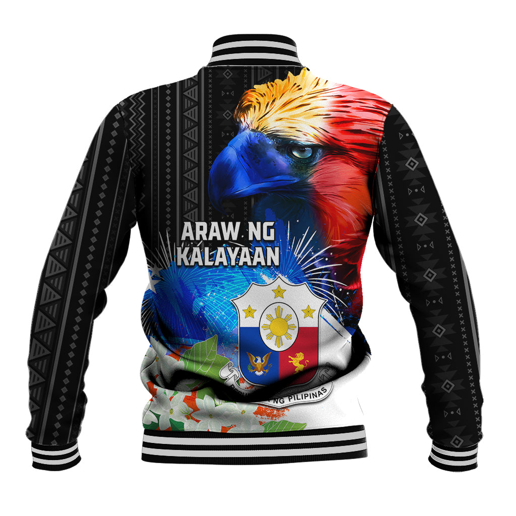 Philippines Independence Day Baseball Jacket Philippines Eagle and Sampaguita Jasmine Yakan Tribal LT03 - Polynesian Pride