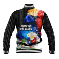 Philippines Independence Day Baseball Jacket Philippines Eagle and Sampaguita Jasmine Yakan Tribal LT03 - Polynesian Pride