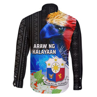 Philippines Independence Day Family Matching Off Shoulder Maxi Dress and Hawaiian Shirt Philippines Eagle and Sampaguita Jasmine Yakan Tribal LT03 - Polynesian Pride
