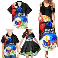 Philippines Independence Day Family Matching Summer Maxi Dress and Hawaiian Shirt Philippines Eagle and Sampaguita Jasmine Yakan Tribal LT03 - Polynesian Pride