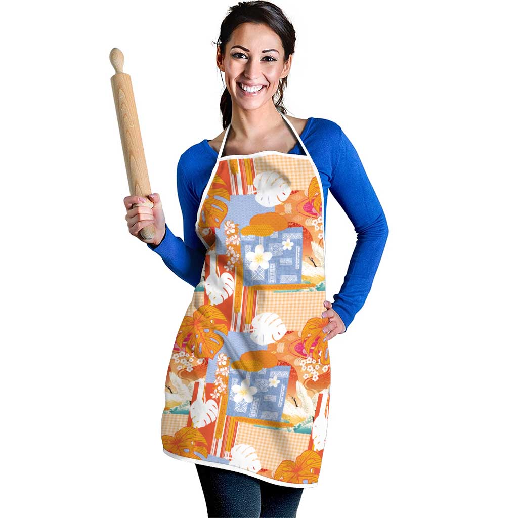 Hawaiian and Japanese Culture Together Apron Palaka Japanese Art and Tropical Motif Tribal Patchwork LT03 - Polynesian Pride