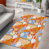 Hawaiian and Japanese Culture Together Area Rug Palaka Japanese Art and Tropical Motif Tribal Patchwork LT03 - Polynesian Pride