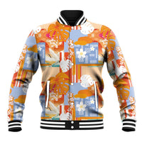 Hawaiian and Japanese Culture Together Baseball Jacket Palaka Japanese Art and Tropical Motif Tribal Patchwork LT03 Unisex Multicolor - Polynesian Pride