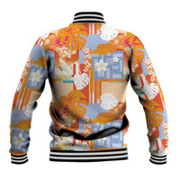 Hawaiian and Japanese Culture Together Baseball Jacket Palaka Japanese Art and Tropical Motif Tribal Patchwork LT03 - Polynesian Pride