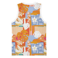 Hawaiian and Japanese Culture Together Basketball Jersey Palaka Japanese Art and Tropical Motif Tribal Patchwork LT03 - Polynesian Pride