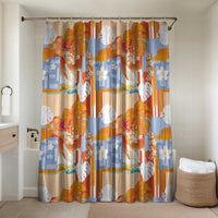 Hawaiian and Japanese Culture Together Bathroom Set Palaka Japanese Art and Tropical Motif Tribal Patchwork LT03 Shower Curtain Only Multicolor - Polynesian Pride