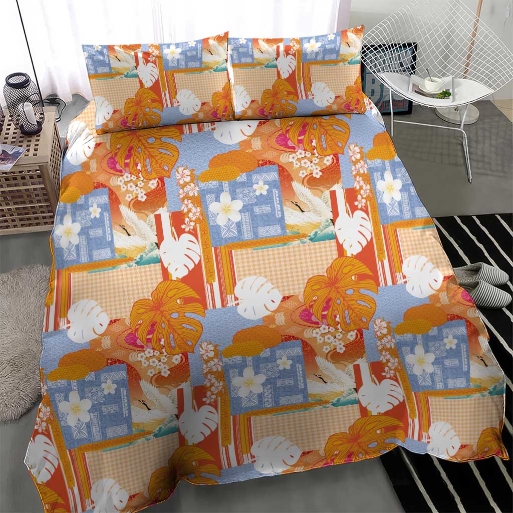 Hawaiian and Japanese Culture Together Bedding Set Palaka Japanese Art and Tropical Motif Tribal Patchwork LT03 - Polynesian Pride