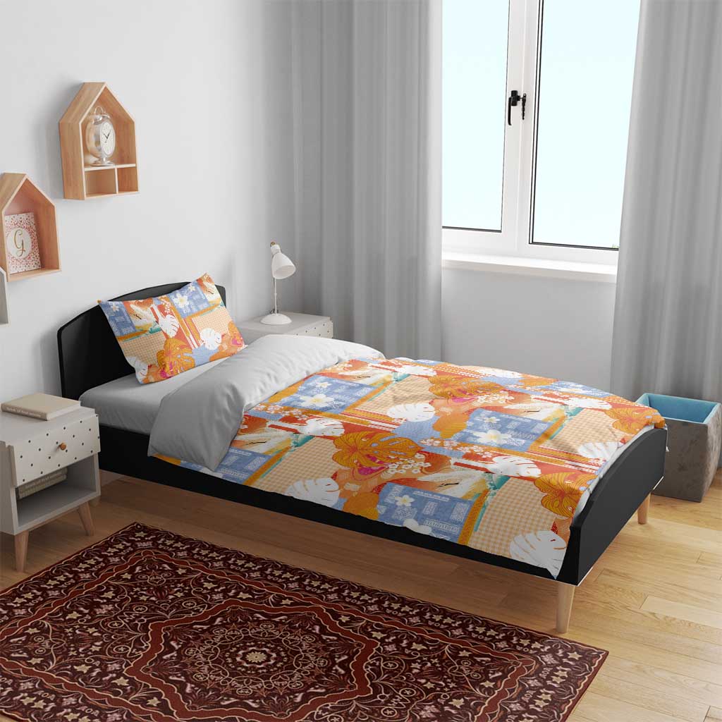 Hawaiian and Japanese Culture Together Bedding Set Palaka Japanese Art and Tropical Motif Tribal Patchwork LT03 - Polynesian Pride