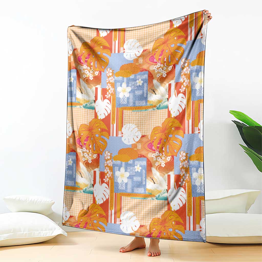 Hawaiian and Japanese Culture Together Blanket Palaka Japanese Art and Tropical Motif Tribal Patchwork LT03 - Polynesian Pride