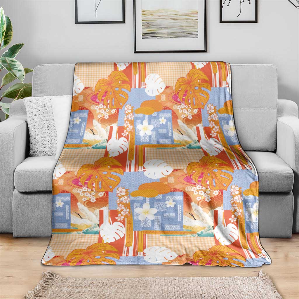 Hawaiian and Japanese Culture Together Blanket Palaka Japanese Art and Tropical Motif Tribal Patchwork LT03 - Polynesian Pride