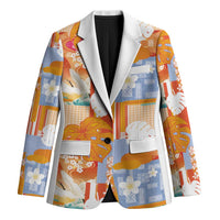 Hawaiian and Japanese Culture Together Blazer Palaka Japanese Art and Tropical Motif Tribal Patchwork LT03 Unisex Multicolor - Polynesian Pride